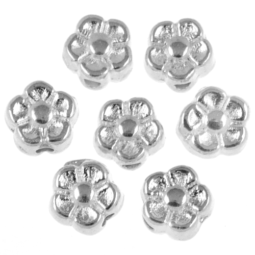 Przekładka ozdobna kwiatek kwiatuszek / metalowa / srebrna / 5mm / 8szt-6478 Przekładka ozdobna kwiatek kwiatuszek / metalowa / srebrna / 5mm / 8szt-6478
