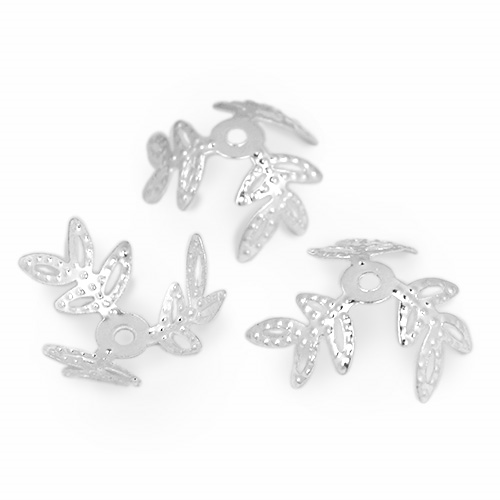 Nakładki gałązki / metalowe / srebrne / 14mm / 20szt-5388 Nakładki gałązki / metalowe / srebrne / 14mm / 20szt-5388