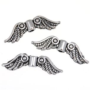 Przekładka skrzydełko skrzydło anioła / metalowa / antyczna srebrna / 23mm / 4szt-7218