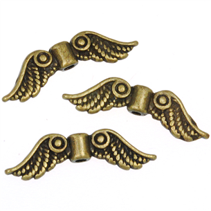 Przekładka skrzydełko skrzydło anioła / metalowa / antyczna brązowa / 23mm / 4szt-7220