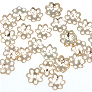 Mini kwiatki przekładki / metalowe / j.złote / 6x1mm / 1,3g / 50szt-7131