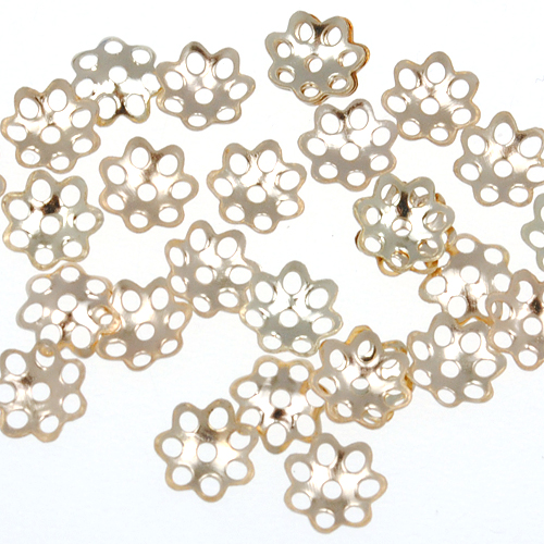 Mini kwiatki przekładki / metalowe / j.złote / 6x1mm / 1,3g / 50szt-7131