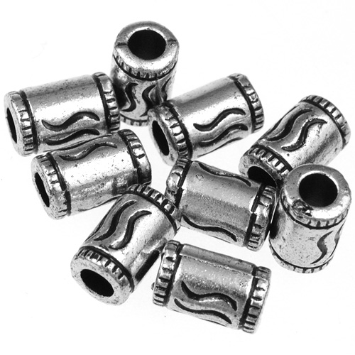 Przekładka walec zdobiony / akrylowa / srebrny / 10x6mm / 10szt-9152