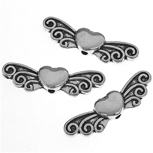 Koraliki przekładki serce / stop metalu / srebrny / 24x7x4mm / 2szt-12101