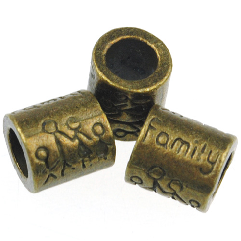 Nakładka na sznurki rzemienie Family / metalowa / brązowa / 9mm / 2szt-8636