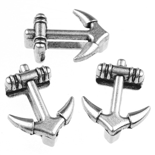 Nakładka na sznurki rzemienie kotwica / metalowa / srebrna / 17mm / 2szt-8645