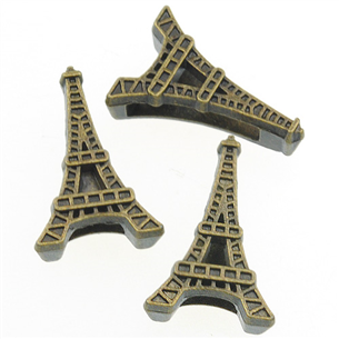 Nakładka na sznurki rzemienie wieża eiffla / metalowa / brązowa / 16mm / 2szt-8656