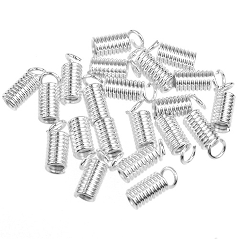 Zacisk sprężynka końcówka do sznurków rzemieni / metalowa / k.srebrny / 8.5x3mm / 20szt-8325