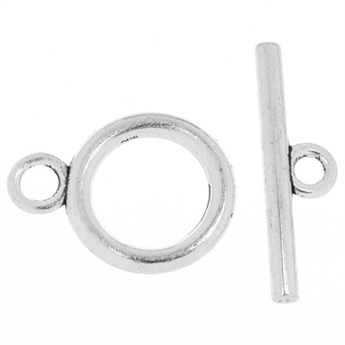 Zapięcie toggle ozdobne do bransoletki gładkie / metalowe / srebrne / 14x19mm / 2kpl-8555