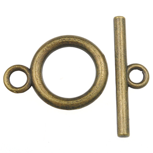 Zapięcie toggle ozdobne do bransoletki gładkie / metalowe / brązowe / 14x19mm / 2kpl-8557