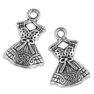 Zawieszka sukienka /  metalowa / antyczna srebrna / 22mm / 1szt-5392