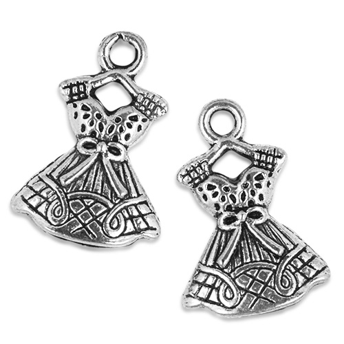 Zawieszka sukienka /  metalowa / antyczna srebrna / 22mm / 1szt-5392