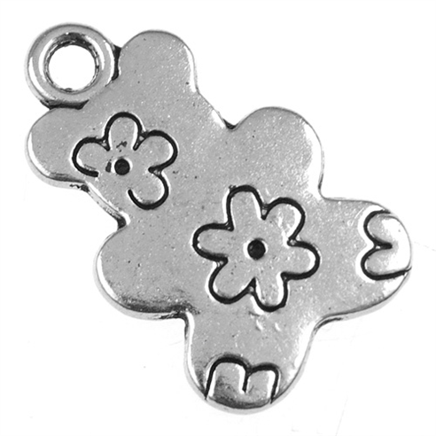 Zawieszka charms zdobiony miś / metalowa / antyczna srebrna / 20mm / 2szt-9544