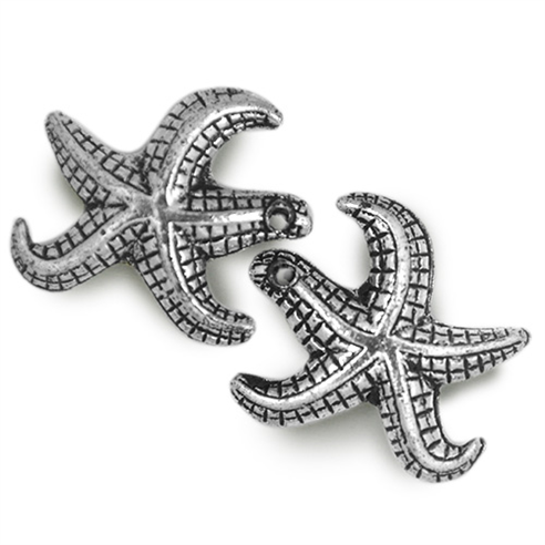 Zawieszka charms rozgwiazda / akrylowa / srebrna / 20mm / 4szt-5421