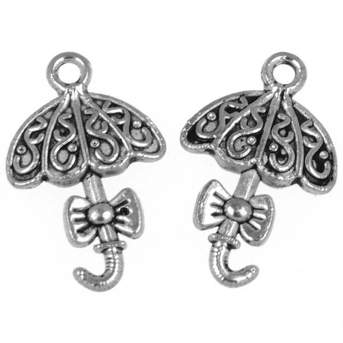 Zawieszka parasol charms parasolka / metalowa / antyczna srebrna / 18x11.5mm / 3szt-5519