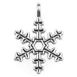 Zawieszka świąteczna charms śnieżynka / matalowa / ant.srebrna / 21x15x4mm / 3szt-7794
