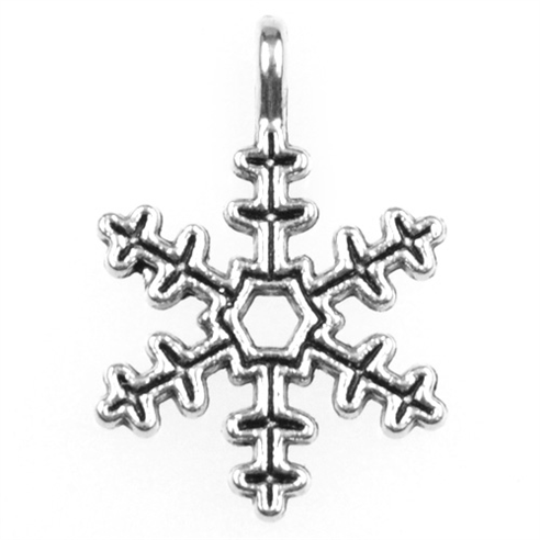 Zawieszka świąteczna charms śnieżynka / matalowa / ant.srebrna / 21x15x4mm / 3szt-7794