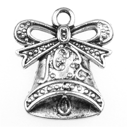 Zawieszka świąteczna charms dzwoneczek / matalowa / ant.srebrna / 19x17x3mm / 2szt-7797