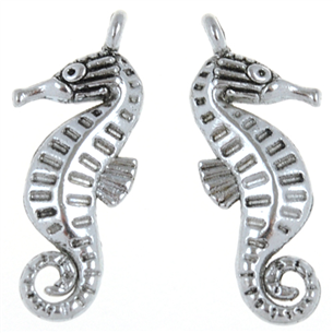 Zawieszka charms konik morski / metalowy / antyczny srebrny / 22x9mm / 2szt-6465