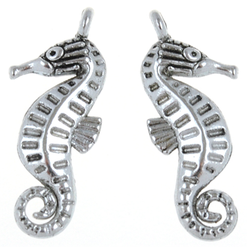 Zawieszka charms konik morski / metalowy / antyczny srebrny / 22x9mm / 2szt-6465