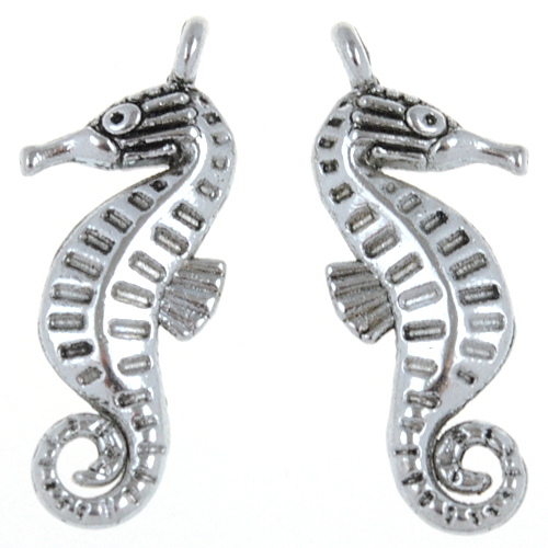 Zawieszka charms konik morski / metalowy / antyczny srebrny / 22x9mm / 2szt-6465
