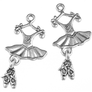 Zawieszka baletnica / stop metalu / srebrny / 25x12mm / 2szt-11445