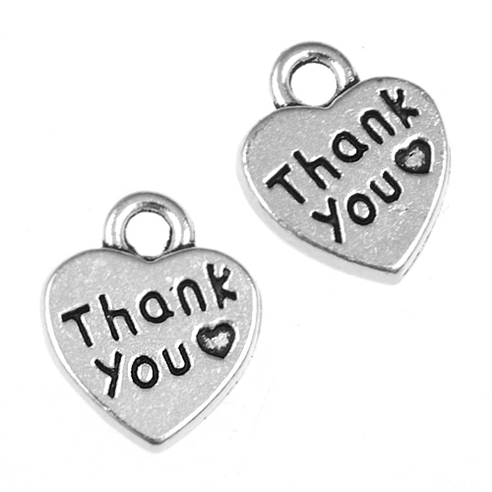 Zawieszka charms serce wisiorek thank you / matalowa / 12x10x2mm / 2szt-9234