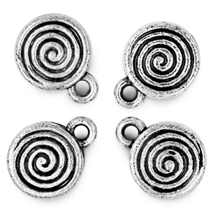 Zawieszka charms okrągła / akrylowa / antyczna srebrna / 10mm / 10szt-5303