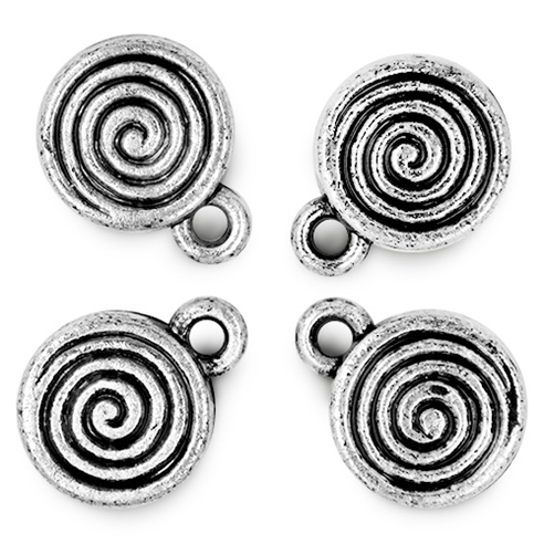 Zawieszka charms okrągła / akrylowa / antyczna srebrna / 10mm / 10szt-5303