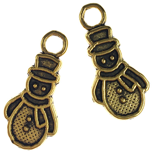 Zawieszka bałwanek / metalowa / złoty / 21x10mm / 4szt-11988