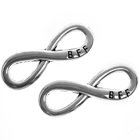 Łącznik infinity best friend / metalowa / srebrny / 24x18.5x2mm / 4szt-11991