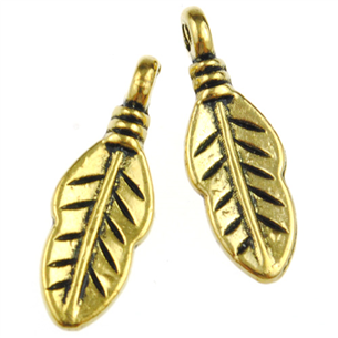Zawieszka piórko / stop metalu / złoty / 17x6mm / 6szt-11461