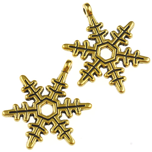 Zawieszka śnieżynka / stop metalu / złoty / 24x21mm / 2szt-11468