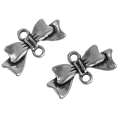 Łącznik kokardka kokarda / metalowa / srebrny / 20x10x3mm / 2szt-12004