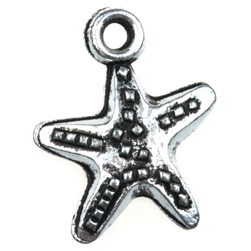 Zawieszka charms rozgwiazda / akrylowa / ant.srebrna / 19x15x3mm / 10szt-7498