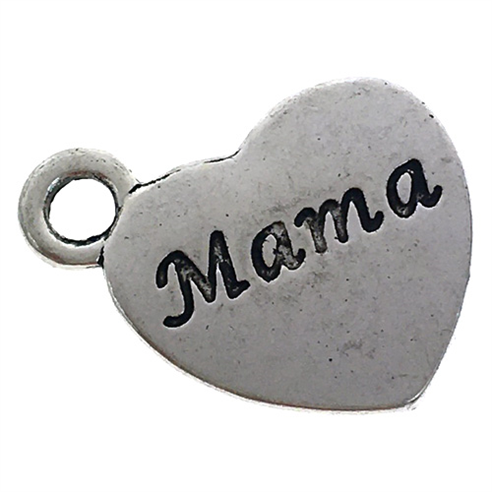 Zawieszka serce mama / metalowa / srebrny / 13x15x3mm / 1szt-12016