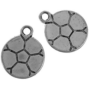 Zawieszka piłeczka piłka / metalowa / srebrny / 18x14.5x1mm / 4szt-12018