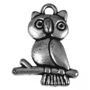 Zawieszka sowa sówka / akrylowe / srebrny / 23x23x2mm / 6szt-10915