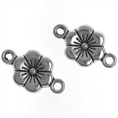 Łącznik kwiatuszek / metalowa / srebrny / 18x10mm / 2szt-12020