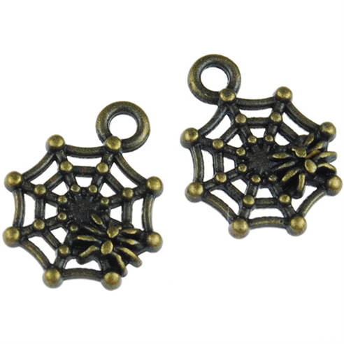 Zawieszka pajęczyna halloween / stop metalu / brązowy / 17x14mm / 4szt-11507