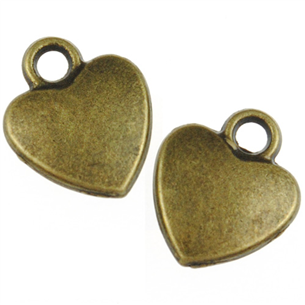 Zawieszka serce serduszko / stop metalu / brązowy / 12x10mm / 4szt-11512