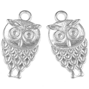 Zawieszka sowa sówka / stop metalu / srebrny / 18x10mm / 2szt-11518