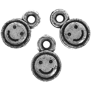 Zawieszka emotka uśmiech / akrylowe / srebny / 13x9x4mm / 20szt-11984