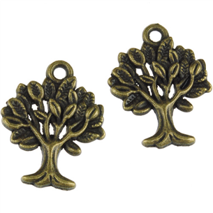 Zawieszka drzewko szczęścia / stop metalu / brązowy / 22x17mm / 2szt-11526