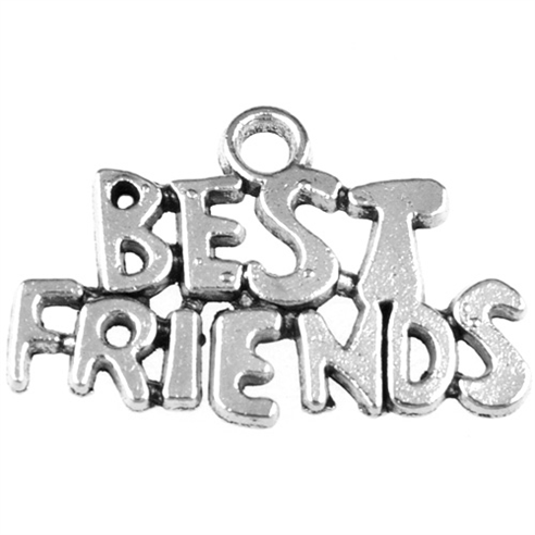 Zawieszka best friends BF / stop metalu / srebrny / 15x24x2mm / 1szt-11182