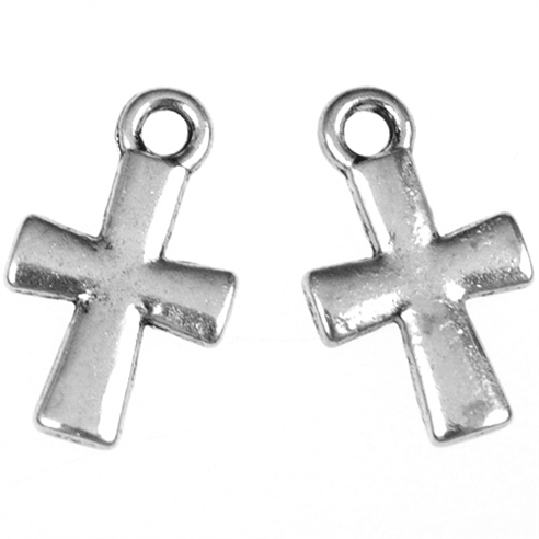 Zawieszka krzyżyk krzyż / stop metalu / srebrny / 14x8.5x1mm / 4szt-11187