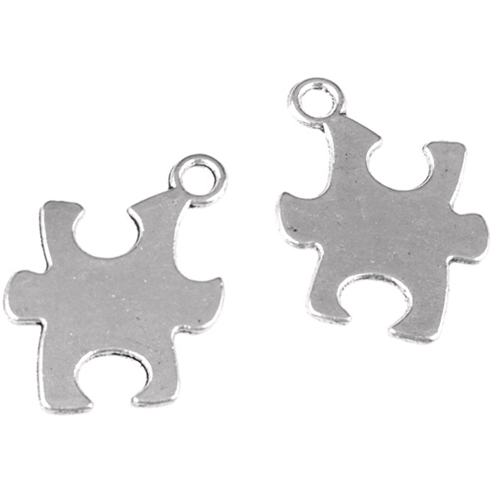 Zawieszka puzzle puzzel / stop metalu / srebrny / 22x14x1mm / 2szt-11206