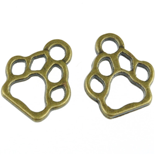 Zawieszka psia łapa / stop metalu / brązowy / 13x11mm / 6szt-11532