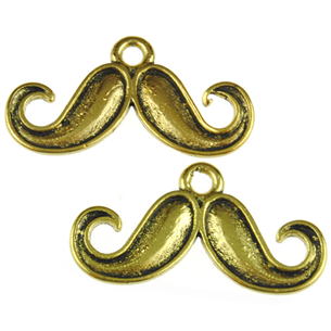 Zawieszka wąsik mustache / stop metalu / złoty / 24x13mm / 4szt-11533