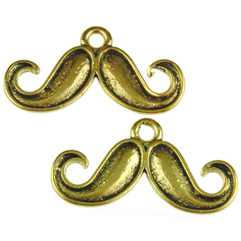 Zawieszka wąsik mustache / stop metalu / złoty / 24x13mm / 4szt-11533